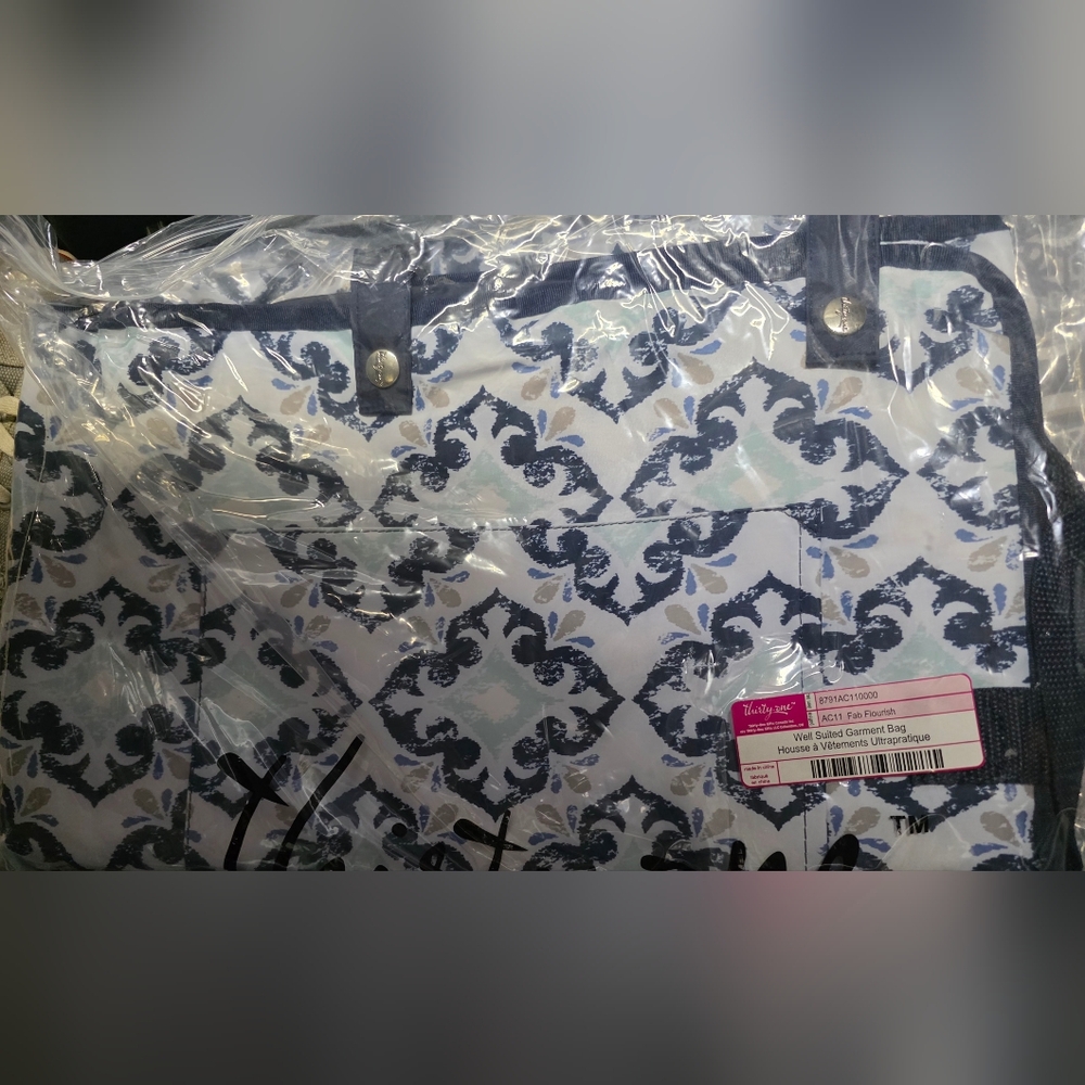 Thirty One Blue and White Garmet Bag